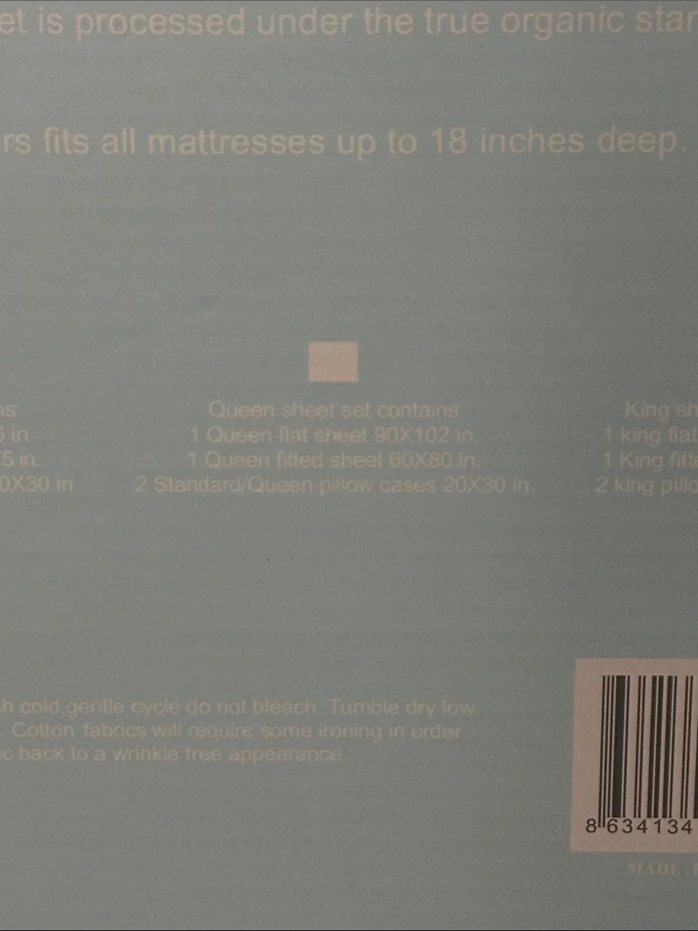 2000 Organic Cotton Touch Queen Sheet Set — Light Blue